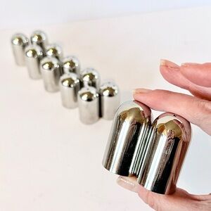 Set of 12 Personal-Size Stainless Steel Salt & Pepper Shakers (6 Matching Pairs)